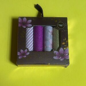 Floral Lip Balm Set with Purple and Gold Accents - beauty comcepts